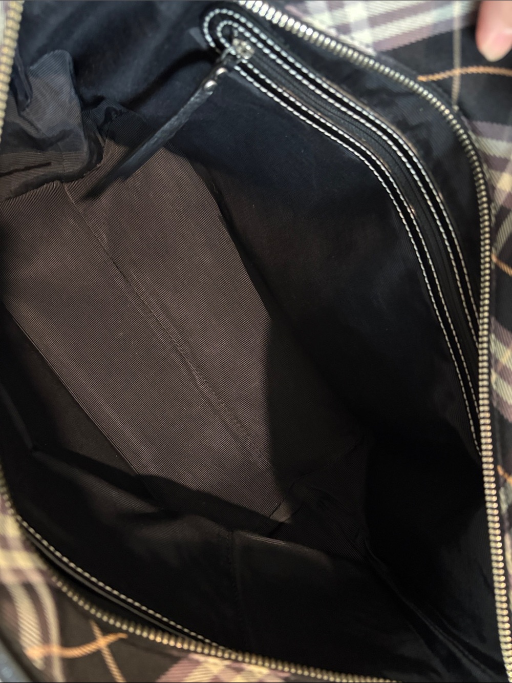 Burberry Black Plaid Tote Canvas Bag with Leather Handles - Picture 2 of 16